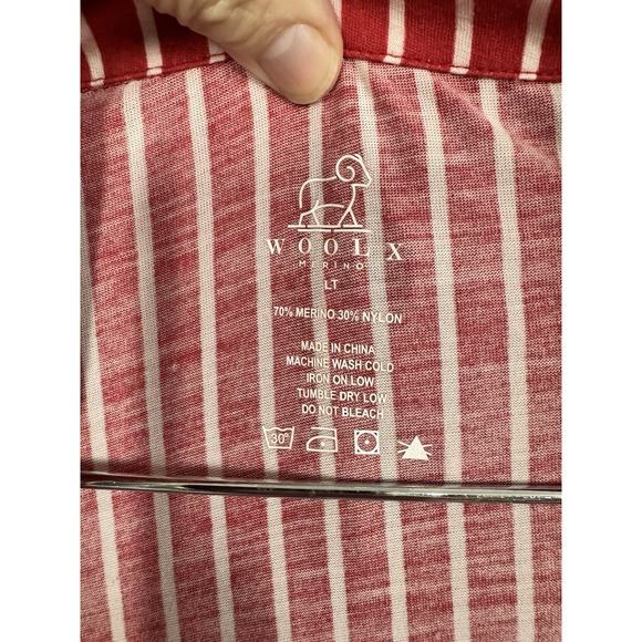 Woolx Womens Red Stripe Merino Wool Feather Touch Pajama Set Size L Tall Holiday - Picture 4 of 12